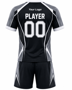 Maillot de football personnalisé pour homme, col en V, manches courtes, imprimé géométrique, polyester respirant, uniformes de football - Product Image 4