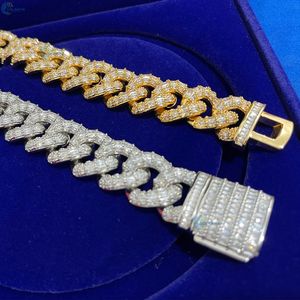 Pulsera de Diamantes Cultivados en Laboratorio Incoloros, Corte Baguette, Estilo Iced Out, 20MM, Eslabones Cubanos, Estilo Hip Hop, Pulsera para Hombre, Estilo Rapero - Product Image 5