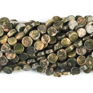 Cuentas de unakita verde natural en forma de moneda, lisas, sueltas, para la fabricación de joyas, collares, pulseras, venta al por mayor a granel desde India. - Product Image 5
