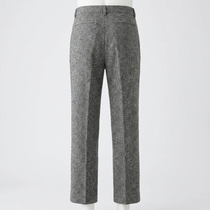 Pantalon de bureau gris taille haute à jambe large 100 % laine coupe ample décontracté à devant plat pleine longueur pour femme (ODM) – Collection Automne - Product Image 4