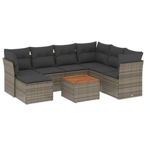 Ensemble de canapés de jardin en rotin gris 6 places, résistant aux intempéries, mobilier d'extérieur au design contemporain - Product Image 4