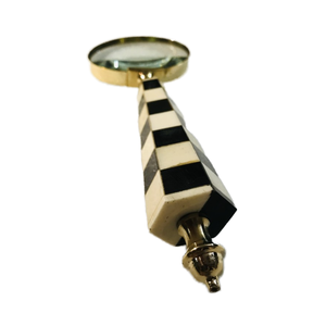 Loupe en laiton vintage antique noir et blanc avec poignée en résine robuste artisanat en métal pour usage maritime - Product Image 2