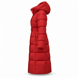 Women'<b>s</b> Red Long Puffer <b>Coat</b> <b>Winter</b> <b>Warm</b> Hooded Belted Quilted Parka Windproof <b>Winter</b> <b>Coat</b> Casual Thick Polyester Slim Fit <b>Coat</b> - Product Image 4