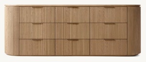Modern Wood Bed Frame with Ribbed Design Minimalist Bedroom Furniture Set for Home Use - Product Image 3