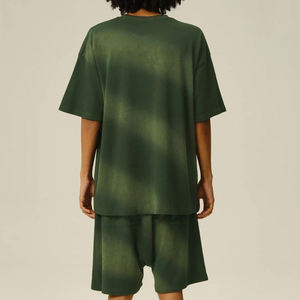Ensemble de T-shirts en coton surdimensionnés pour hommes True Real Studio, imprimé lettres marron, décontracté, manches courtes, coupe jersey, respirant, col rond - Product Image 1