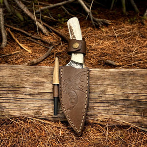 Handmade Deer Antler Handle Stainless Steel Full Tang Blade Bushcraft Hunting Knife Custom OEM <b>Hunter</b> <b>Gifts</b> <b>for</b> Men Luxury - Product Image 3