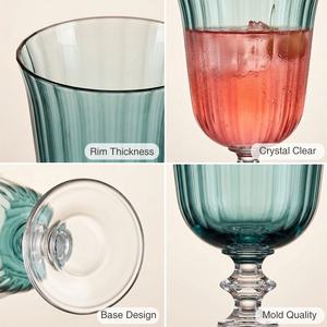 [Holar] Taiwan Made Elegant Teal Ribbed Reusable Shatterproof Plastic <b>Goblet</b> Glass for Catering Bars Poolside - Product Image 4