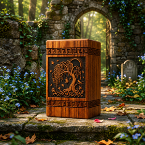 Wooden Urn Memorial Keepsake <b>Box</b> Carved Tree Pattern Cremation <b>Ashes</b> Container Remembrance Gift - Product Image 2
