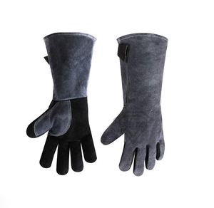 Heavy Duty Split Cowhide Leather Welding <b>Gloves</b> Heat Resistant <b>Long</b> Sleeve Industrial Safety Protective Work <b>Gloves</b> Grey Black - Product Image 6