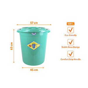 120L Large PP Printed Plastic Waterproof Eco-Friendly <b>Bucket</b> <b>Lid</b> Storage Bin Water Storage Barrel Food Preparation Container - Product Image 2