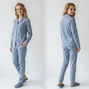 Conjunto de Pijama de Franela para Mujer, Camisa a Cuadros de Manga Larga con Botones, Pantalones Largos, Ropa de Dormir de Algodón Suave, Ropa de Otoño, Vestido de Noche - Product Image 4
