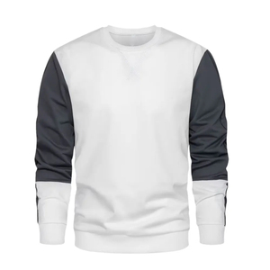 Pull d'hiver pour homme à col rond noir et blanc, 100% coton, manches régulières, tricoté, anti-boulochage, respirant, 300g, personnalisable - Product Image 2