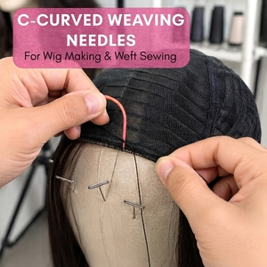Eco-friendly Stainless Steel Hair Weaving Needle Set <b>C</b>-Style Hooks Weaving Thread Bulk Pack for Salon Professionals - Product Image 2
