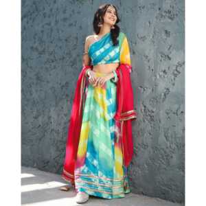 Conjunto de Lehenga sin Mangas para Mujer, Talla XS, Multicolor, Tela de Chifón, para Bodas y Diwali, Todas las Temporadas, Marca Alira - Product Image 4