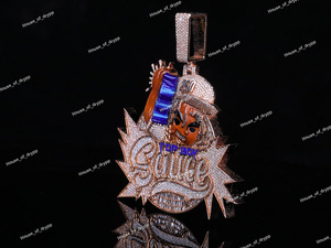 Collar con Colgante de Dibujos Animados Estilo Hip Hop con Incrustaciones de Piedras de Moissanita con Apariencia de Diamante, Joyería Personalizada, Regalo - Product Image 2