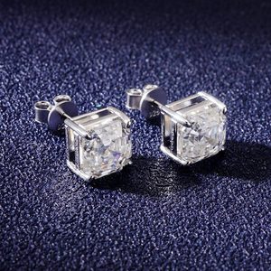 Pendientes de diamantes de compromiso y boda de 4 quilates, corte Asscher, oro de 14 quilates, diamante de laboratorio con certificación D VVS IGI, para hombre y mujer - Product Image 3