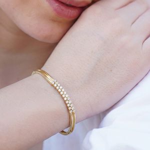 Pulsera de Cadena de Plata de Ley con Diamantes Cultivados en Laboratorio, Diseño Clásico y Elegante en Oro Rosa, Joyería de Lujo Brillante para Mujer, Ideal para Bodas - Product Image 1