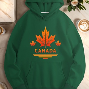 เสื้อมีฮู้ดลำลองของผู้หญิงดีไซน์ใบเมเปิ้ลเก๋ไก๋ไล่ระดับสี - Product Image 1