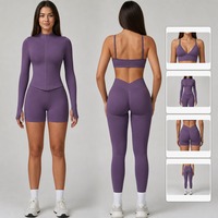 Ensembles de yoga personnalisés pour femmes, légers, sans couture, respirants, écologiques, ensemble de yoga 4 pièces, soutien-gorge de sport, leggings taille haute, ODM