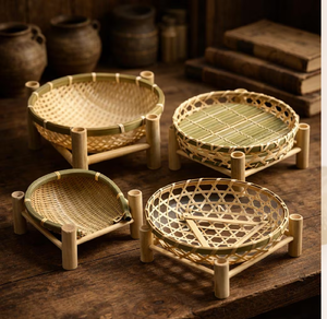 Vibrant Multi-colored Oval Handwoven <b>Bamboo</b> Eco-Friendly Luxury Picnic <b>Basket</b> Featuring Hanging Split-opening Lid Central - Product Image 2