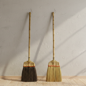 Balai japonais naturel avec manche en bambou, outil de nettoyage traditionnel en fibres fait à la main - Product Image 6