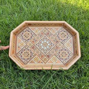 ชุดถาดไม้แปดเหลี่ยมทำมือ – ถาดเสิร์ฟลายโมเสกฝังมุก - Product Image 2