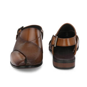 Stylish Two Tone <b>Brown</b> Peshawari Chappal Kheri for <b>Men</b> Premium Leather Traditional <b>Sandals</b> Peshawari Chappal Kheri Adjustable - Product Image 5