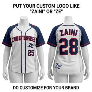เสื้อเบสบอลผู้หญิง พรีเมียม 180 GSM ผ้าโพลีเอสเตอร์ตาข่าย ระบายอากาศได้ดี แห้งเร็ว สีขาว กรมท่า แดง ตัดต่อแผงแร็กแลน - Product Image 1
