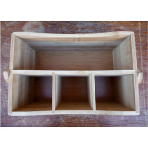 Eco Friendly Wooden Cutlery <b>Caddy</b> 3 Compartment Flatware Holder Wooden Utensil Organizer <b>Kitchen</b> Napkin Storage Box Wood <b>Caddy</b> - Product Image 4