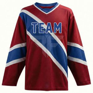 Maillot de hockey sur glace en maille, tissu polyester à séchage rapide, coupe unisexe adulte, manches courtes, respirant, maillot de hockey sur glace personnalisé pour équipe - Product Image 4