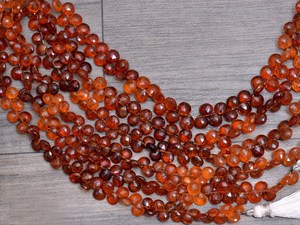 AAA+ Hessonite 7mm-8mm Heart Briolette Faceted <b>Beads</b> Natural Rare Multi Hessonite Garnet Semiprecious Gemstone <b>Beads</b> For Jewelry - Product Image 3