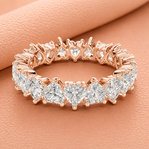 Anillo de Eternidad con Diamante Cultivado en Laboratorio con Corte Corazón para Mujer en Oro Sólido de 14K, Amarillo, Blanco y Oro Rosa, Anillo de Boda de Lujo, Regalo - Product Image 1