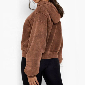 Custom <b>Women's</b> Heavyweight Acid Wash Pullover Hoodie Oversized Vintage Design Breathable Heat-Transfer Printing Polyester/Cotton - Product Image 4
