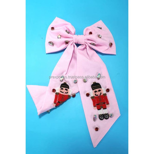 Lazo de pelo de Navidad Ho para niñas, diseño de sombrero de Papá Noel de satén grande para fiestas de invierno, regalos, animales de boda - Product Image 5