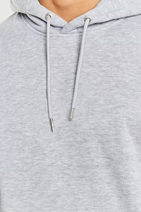 Sweat-shirt à capuche gris pour homme, manches longues, couleur unie, décontracté, avec cordon de serrage, poches latérales, coupe classique, coton mi-lourd - Product Image 6