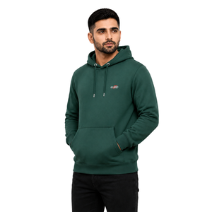 Sweat-shirt à capuche pour homme, vert uni, streetwear décontracté, logo sur le devant, en molleton tricoté 300g, vêtement d'hiver - Product Image 3