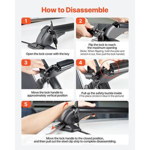 แร็คหลังคาแบบคานอลูมิเนียมสำหรับงานหนัก, แบบสากลเหมาะสำหรับหลังคาเปล่าน้ำหนัก165ปอนด์แม่พิมพ์สีดำราวยกได้สำหรับงานหนัก - Product Image 6