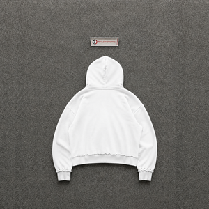 Sweat à capuche zippé oversize blanc pour homme, manches classiques, couleur unie, en coton molletonné épais, style décontracté urbain, pour l'automne - Product Image 6