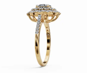 Anillo de Diamantes con Doble Halo y Banda Dividida, 1120 Quilates de Peso Total, 49 Diamantes, Elaborado en Oro Amarillo, Rosa o Blanco de 9kt, 14kt o 18kt - Product Image 2