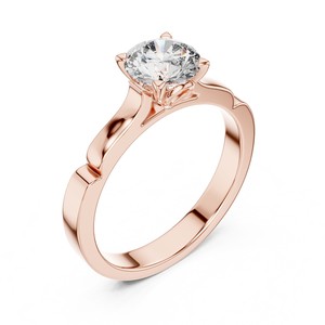 Bague de fiançailles et de mariage solitaire en diamant de laboratoire 1-3 carats, taille ronde, à quatre griffes, moderne, en or 18K/14K/10K et argent 925 - Product Image 6