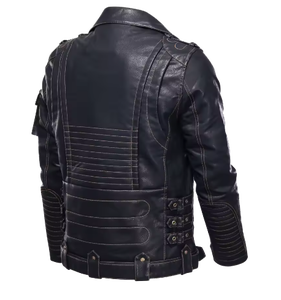 Chaqueta de Motocicleta Unisex de Cuero PU para Invierno, Chaqueta de Motociclista de Secado Rápido con Bolsillos con Cremallera, Ropa Exterior Informal y Cálida para Otoño - Product Image 2