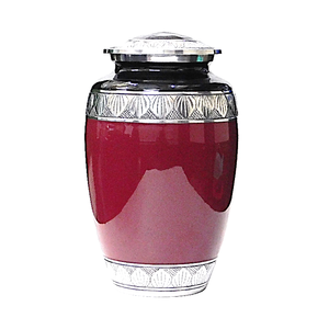 Urnes funéraires en aluminium pour adultes avec gravure, finition émail rouge et noir, fournitures funéraires en métal pour cendres humaines - Product Image 4