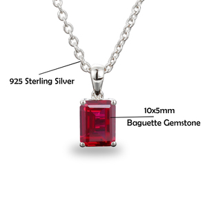 Collier pendentif baguette en argent sterling 925 et turquoise – Bijou à breloque serti à griffes - Product Image 5