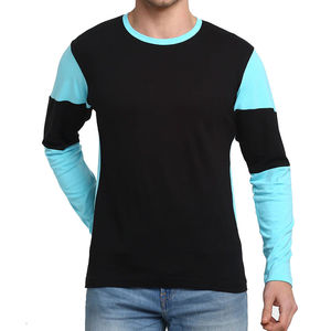 T-shirt en coton à manches longues pour homme, coupe classique, tissu gaufré respirant, streetwear décontracté, mode quotidienne et confortable - Product Image 1