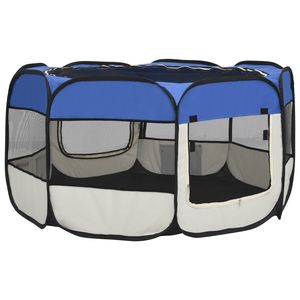 Parc de jeu pliable bleu moyen pour chien en polyester – Clôtures et enclos pour animaux de compagnie pour le jeu et l'exercice - Product Image 6