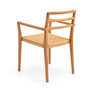 Premium Teak Outdoor <b>Dining</b> Chair PE Rattan Seat Eco-Friendly Durable Modern Tapered Leg Garden <b>Armchair</b> Villa Resort Hotel OEM - Product Image 2