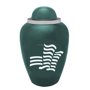 Dôme Top Adult Funeral Memorial USA Flag Design Urne funéraire de couleur vert foncé pour cendres humaines - Product Image 1