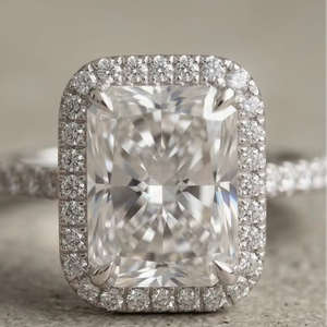 Anillo de compromiso y boda de moissanita con diseño floral y diamantes redondos para mujer, regalo hermoso - Product Image 1