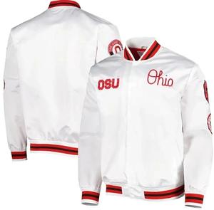 Veste universitaire en satin blanc de l'Ohio State University avec logo brodé - Product Image 1