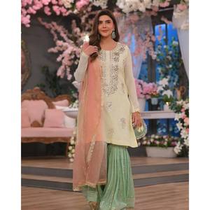 Zari & Sequins Embroidery Work <b>Party</b> <b>Jumpsuit</b> Set for Festive Wear - Product Image 3